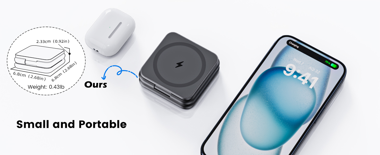 3 in 1 wireless charging station apple Foldable magsafe charger for iPhone 15 14 13 12 Pro Max Plus