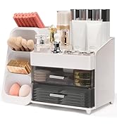 Brothersbox Makeup Organizer with Brush Holder for Vanity, Large Countertop Skincare Storage with...