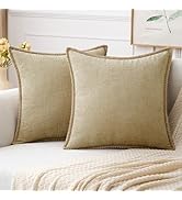 MIULEE Pack of 2 Couch Throw Pillow Covers 18x18 Inch Beige Farmhouse Decorative Pillow Covers wi...
