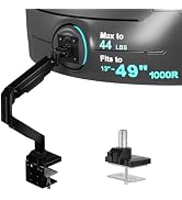 WALI Heavy Duty Single Monitor Arm for 13-49 inch 1000R Curved Screens, up to 44 Lbs, Adjustable ...