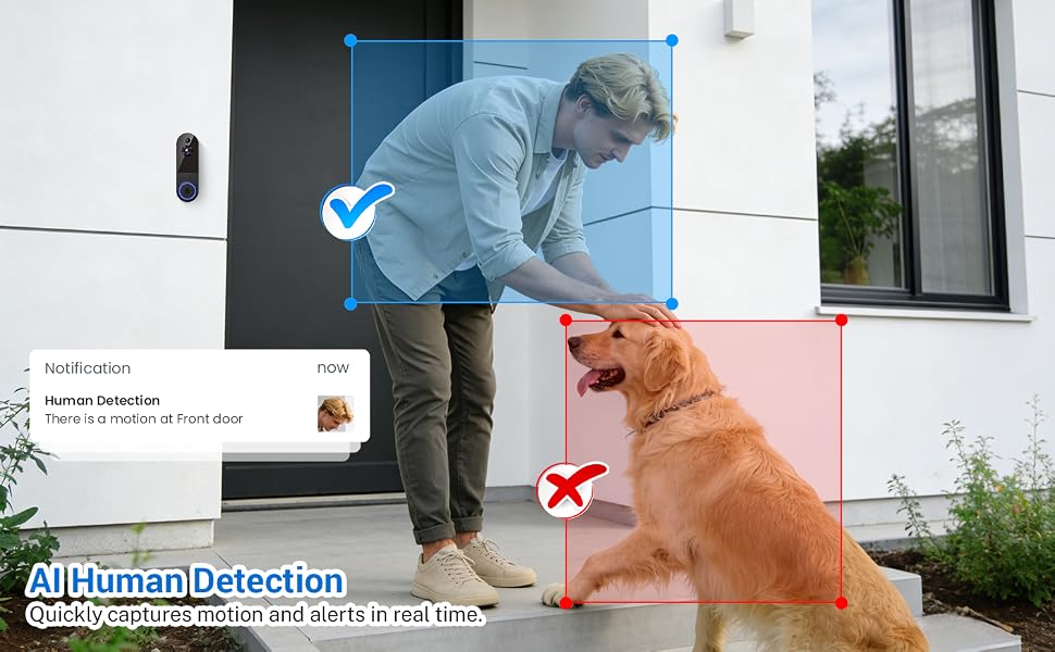 1080p Wireless Video Doorbell Camera with Al for DistinctHuman Detection