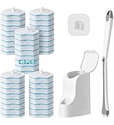 Disposable Toilet Brush with 40 Toilet Wand Refills, Wall Mounted Toilet Brush and Holder Set, To...