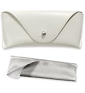 Portable Leather Glasses Case,Flexible Sunglasses Pouch Slim Case for Women Men Horizontal Eyegla...