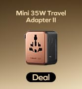 MOMAX 7-in-1 Universal Travel Adapter, 3 USB-C PD & 2 USB-A QC, 2AC, All-in-one European Travel P...