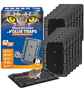 LULUCATCH Mouse & Insect Glue Traps, 12 Pack Adhesive Glue Traps, Pre-Baited Heavy Duty Non-Toxic...