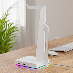 IFYOO RGB Gaming Headset Stand with 2 USB Ports, Game Headphone Mount for PC, Xbox One, PS4, Switch