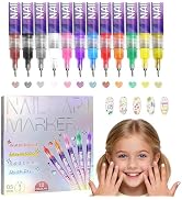 Nail Art Markers Pens Set, 12 Colors Nail Art Markers for Kids Girls Women, Quick-Dry Nail Polish...