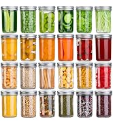 SKOCHE Mason Jars 8 oz, Small Canning Jars 24-Pack 8 Ounce Glass Jars with Lid, Half Pint Mason J...