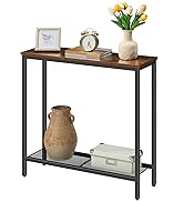HOOBRO 29.5" Narrow Console Table, Small Entryway Table with Shelf, 2 Tier Thin Sofa Table, Behin...