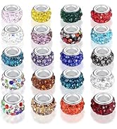 NUKAYAI 120Pcs Large Hole Beads Rhinestone European Beads for Bracelet Jewelry Making 12mm Diamon...