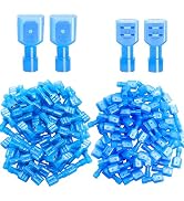 Twidec/100PCS Nylon Spade Connectors Kit 16-14 Gauge Quick Disconnect Fully Insulated Male and Fe...