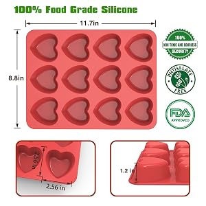 silicone heart mold with 12 cup for homemade muffin,cupcake,egg bite and brownie