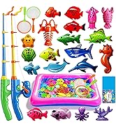 CozyBomB Magnetic Fishing Toys Game Set for Kids | Water Table Bathtub Kiddie Pool Party Pole Ro...