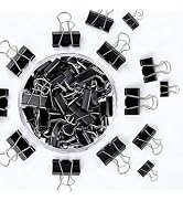 Creechwa Binder Clips Assorted Sized, Metal Clips for Office, Black, 60 Psc | 1 Box of Paper clip...