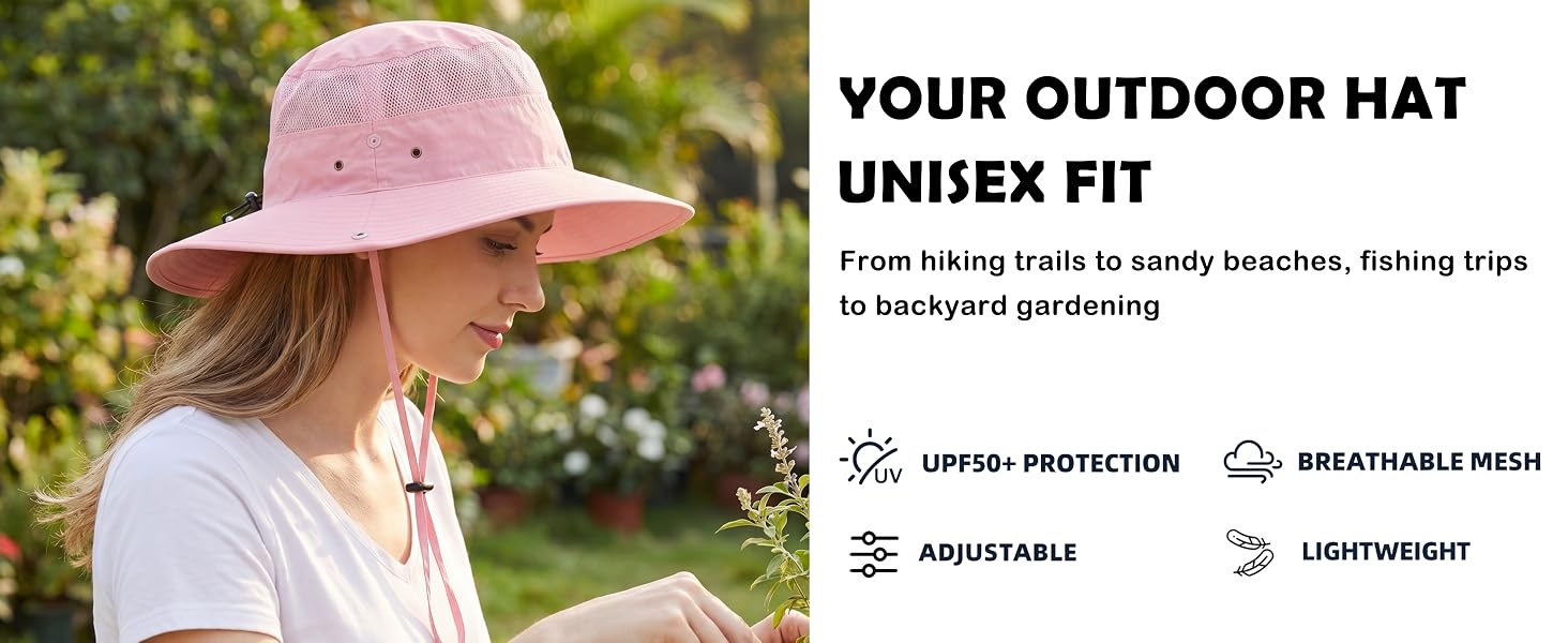 Connectyle UPF 50+ Wide Brim Sun Hat for Men Breathable Cowboy Bucket Hat fishing Hiking hat