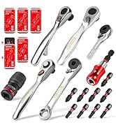 Geinxurn 16pieces Mini Ratchet Screwdriver Set, Mini 1/4 Square Wrench, Magnetic Locking Bit Hold...