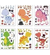 24 Sheets 8.27''×5.9'' Make Your Own Dinosaur Stickers for Kids Toddlers, Make a Face Stickers fo...