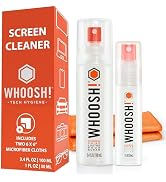 WHOOSH! Laptop Screen Cleaner Spray and Wipe - 3.4 + 1 fl oz + 2 Microfiber Cloths - Duo with Lar...