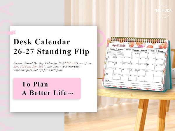 desk calendar 2026 standing flip desk calendar 2026-2027 calendar desktop calendar 2026 calendar