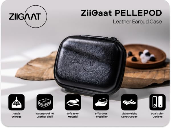 Linsoul ZiiGaat PELLEPOD Leather Earphone Case, Waterproof Protective Box for Storage of IEM