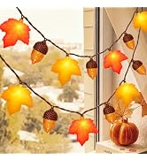 12Ft 20LED Fall Lights - Maple Leaf Acorn String Lights Waterproof, Plug in LED Fall String Light...