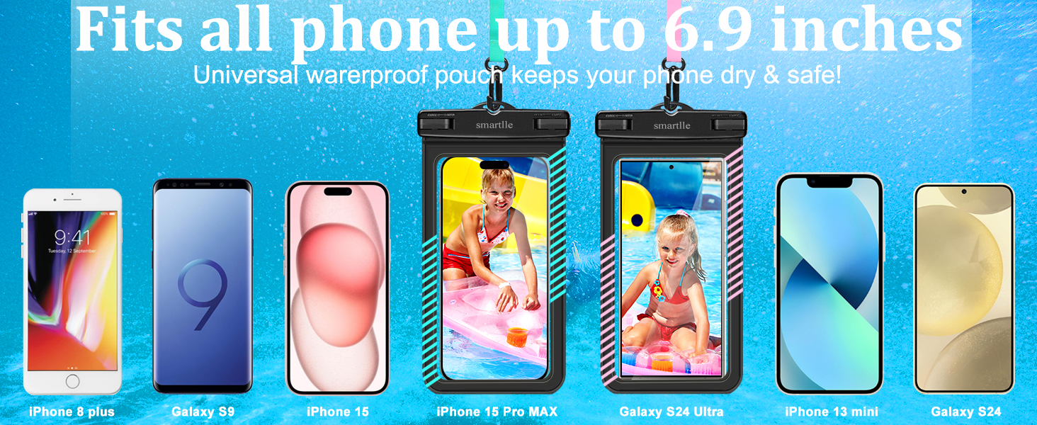 waterproof phone protector pouch iphone water case holder necklace under water park pool Vacation