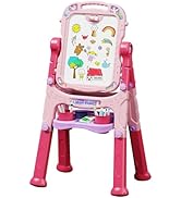 Art Easel for Kids, Double-Sided Magnetic Drawing Board with Painting Accessories Chalkboard & Wh...