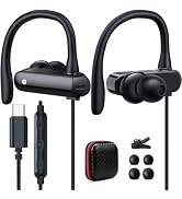 USB C Headphones Over Ear Hook Kids Sport Wired Earbuds with Loop Mic for Samsung S26 Ultra A16 A...