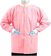 JMU 10 Pack Disposable Lab Jackets, SMS Medical Jackets/Coats for Men and Women, Knit Cuffs & Col...