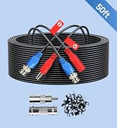 ANLINK 50FT/15M All-in-One Video Power Cable, Premade BNC Video Power Cable Extension Wire for CC...