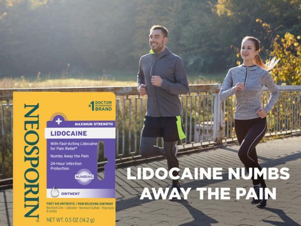Neosporin Antibiotic Ointment with fast-acting Lidocaine helps numb away pain for pain relief