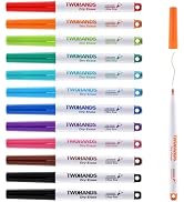 TWOHANDS Magnetic Dry Erase Markers Ultra Fine Tip,0.7mm,Extra Fine Point Thin Whiteboard Markers...