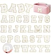 MXCOIRTP Self-Adhesive Chenille Letters Patches, 26PCS White Letter Stickers on Patches Varsity L...