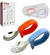 Toddler Utensils, Stainless Steel Baby Forks and Spoons Set with Silicone Handle, Kids Silverware...