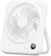 Otlonpe Portable Desk Fan Battery Operated, 4000mAh Rechargeable Small Personal Table Fan 6.5 Inc...