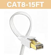 Orbram Cat 8 Ethernet Cable 15 ft White