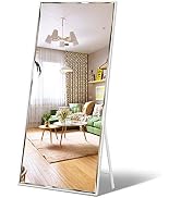Full Length Mirror 65"x23.6" Standing or Wall Hanging, Vertical White Frame HD Rectangle Full Bod...