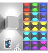 SURPALIG RGB LED Wall Light, 6000mAh Battery Operated Wall Sconce16 Colors, Rechargeable, Remote ...