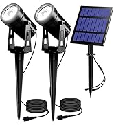 T-SUN 2W Solar Spotlights, LED Solar Powered Landscape Lights Outdoor Waterproof Solar Security W...