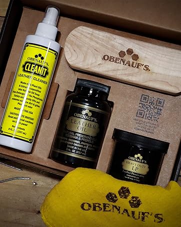 obenaufs essentials leather care kit oil heavy duty preservative cleaner brush conditioner