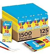 Rosmonde Colored Pencils Bulk 125 Pack | 1500 Pencils, Color Pencil Set, 12 Bright Colors, Pre-Sh...