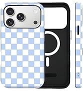SenRiCase for iPhone 17 Pro Max Case Cute Checkered Phone Case Compatible with MagSafe, Dual-Laye...