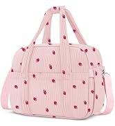 KUBYA Corduroy Lunch Box Lunch Bag for Women Adults Men, Cute Strawberry Insulated Work Reusable ...