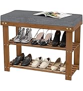 Shoe Rack Bench for Entryway Bench with Shoe Storage Front Door Shoe Bench with Cushion Upholster...