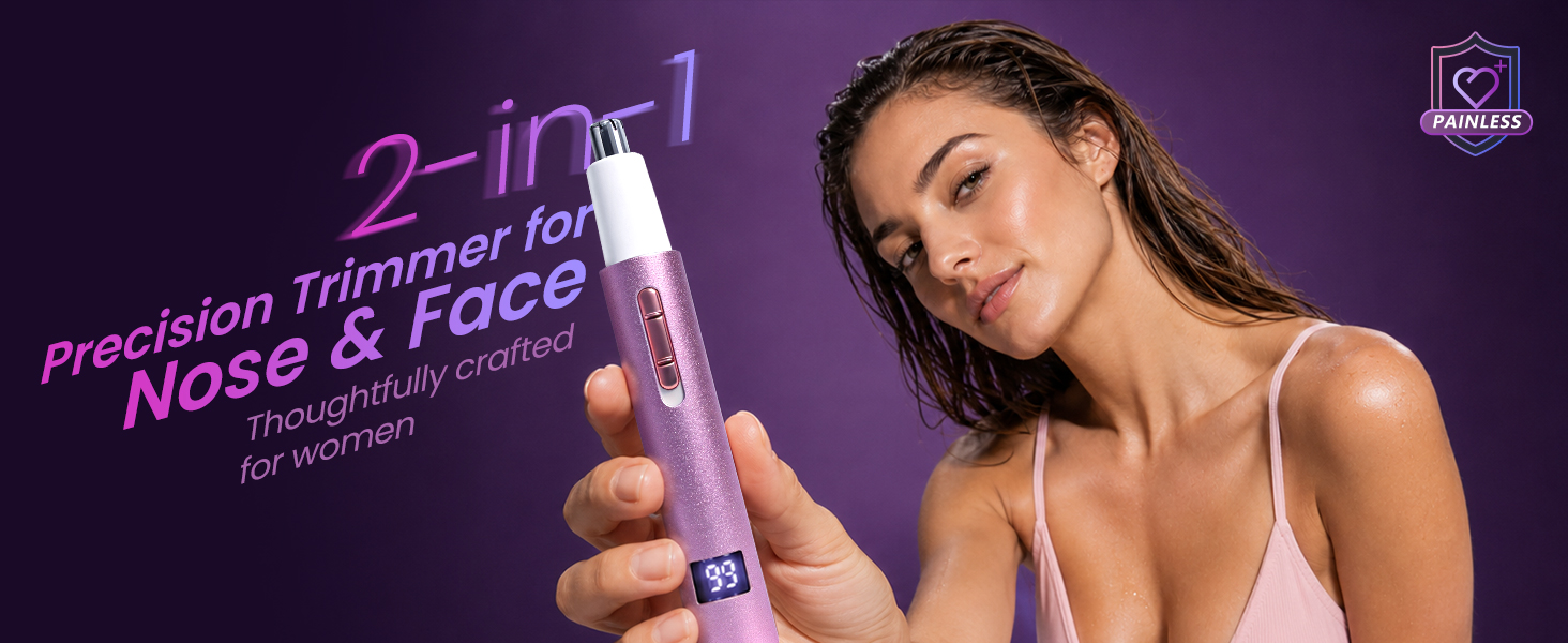 Beanify 2 in 1 Nose and Ear Hair Trimmer with LED Display, Rechargeable Electric Nasal Hair Clipper