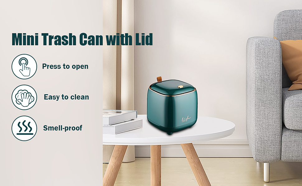 Mini trash can for counter top blue