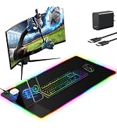 Mouse Pad with Wireless Charger Foldable Phone Holder, XXL RGB Gaming Mousepad 31.5"x15.8" Large ...