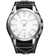 Avaner Men's Oversize Steampunk Watches: Leather Strap Analog Quartz Big Face Large Dial Wrist Watch
