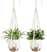 Mkono 6.5 Inch Hanging Planters, Macrame Plant Hangers with Self Watering Plant Pots Indoor Set o...