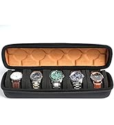 AUKURA Hard Watch Roll Travel Case, 5 Slot Zipper Case Storage and Organizer for Men and Women, w...